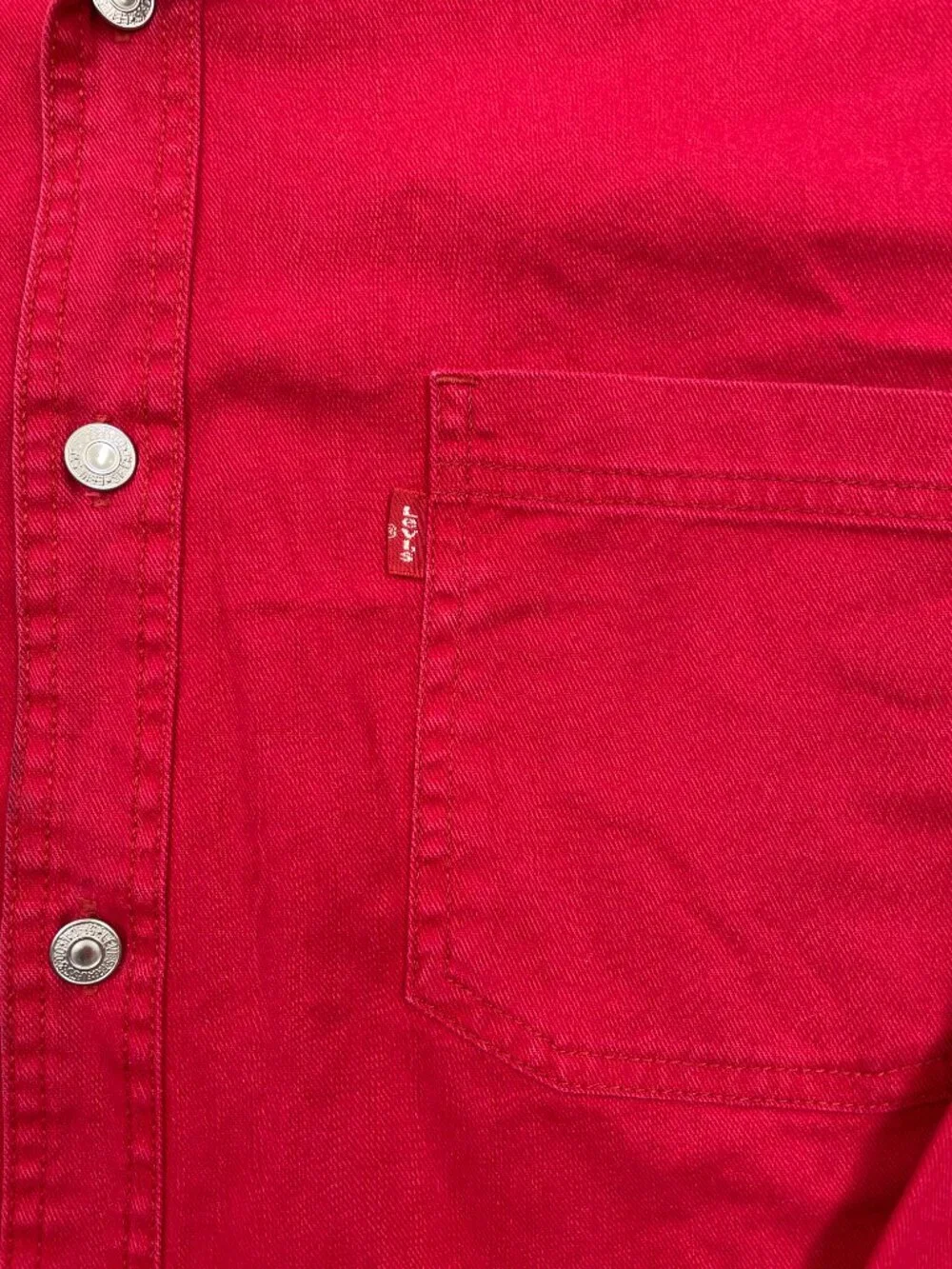 Levi's Red Cotton Denim Jean Western Cowboy Button Down Shirt Men's XL